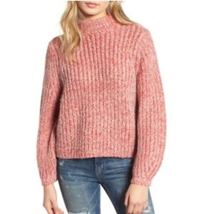 BP. Red Marled Puff Sleeve Sweater